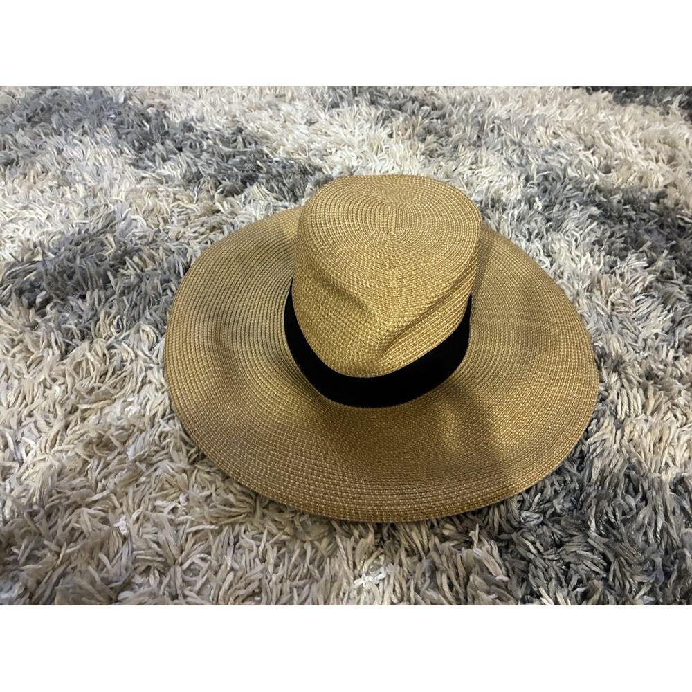 Eric Javits Daphne Natural Wide Brim Straw Squishee Fedora Packable Sun Hat - Picture 2 of 7